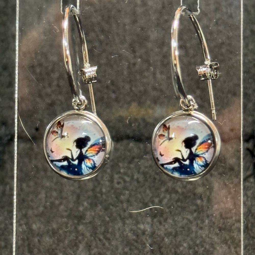 Silver Fairy Hoop Earrings